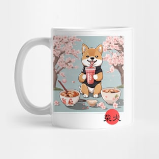 Japanese Shiba Inu Sakura Cherry Blossoms Kanji Mug